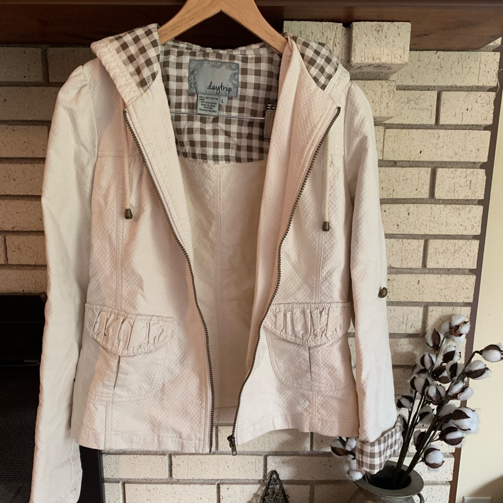 Cream & Plaid Coat